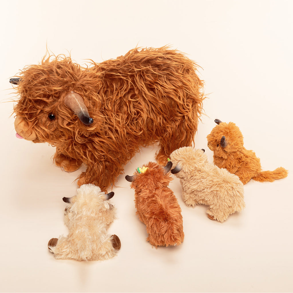 Scottish Highland Cow Cattle Stuffed Animal with 4 Babies Inside