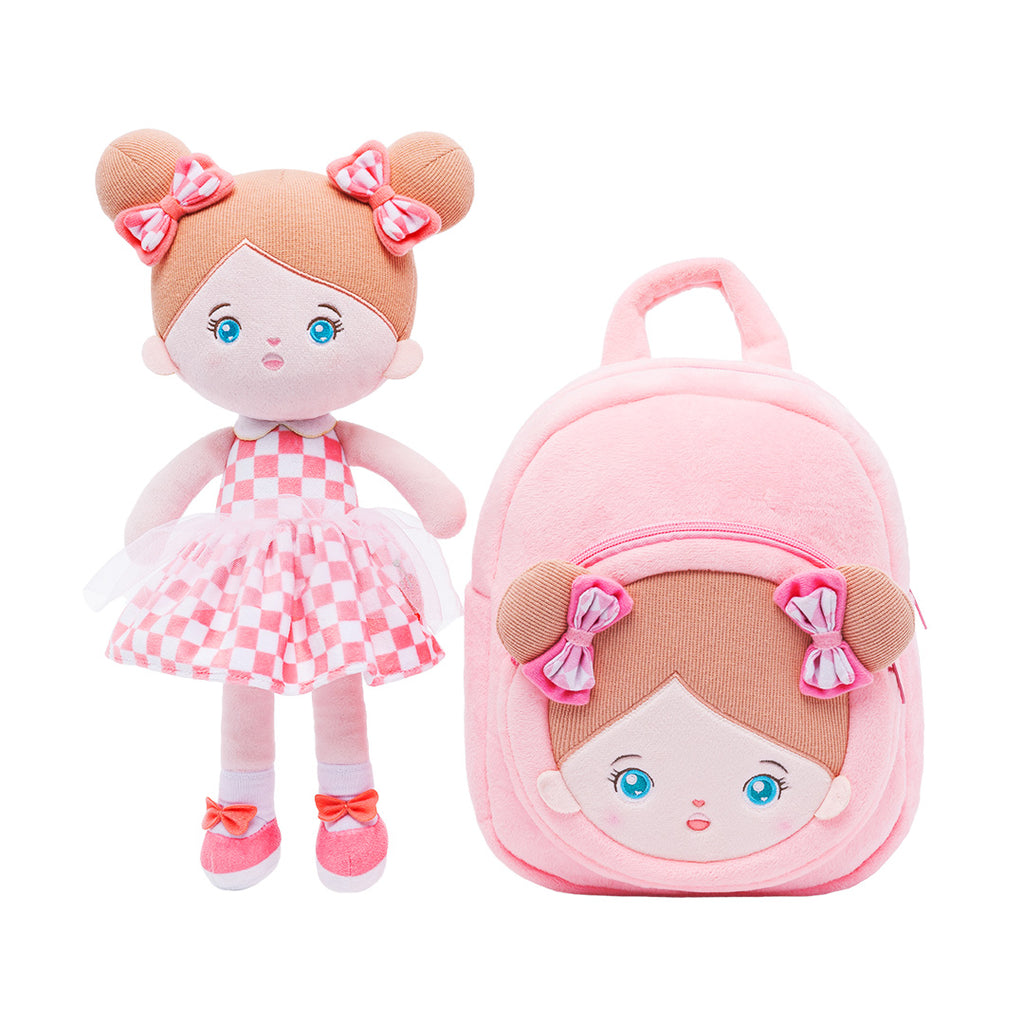 Personalized Blue Eyes Girl Doll + Backpack