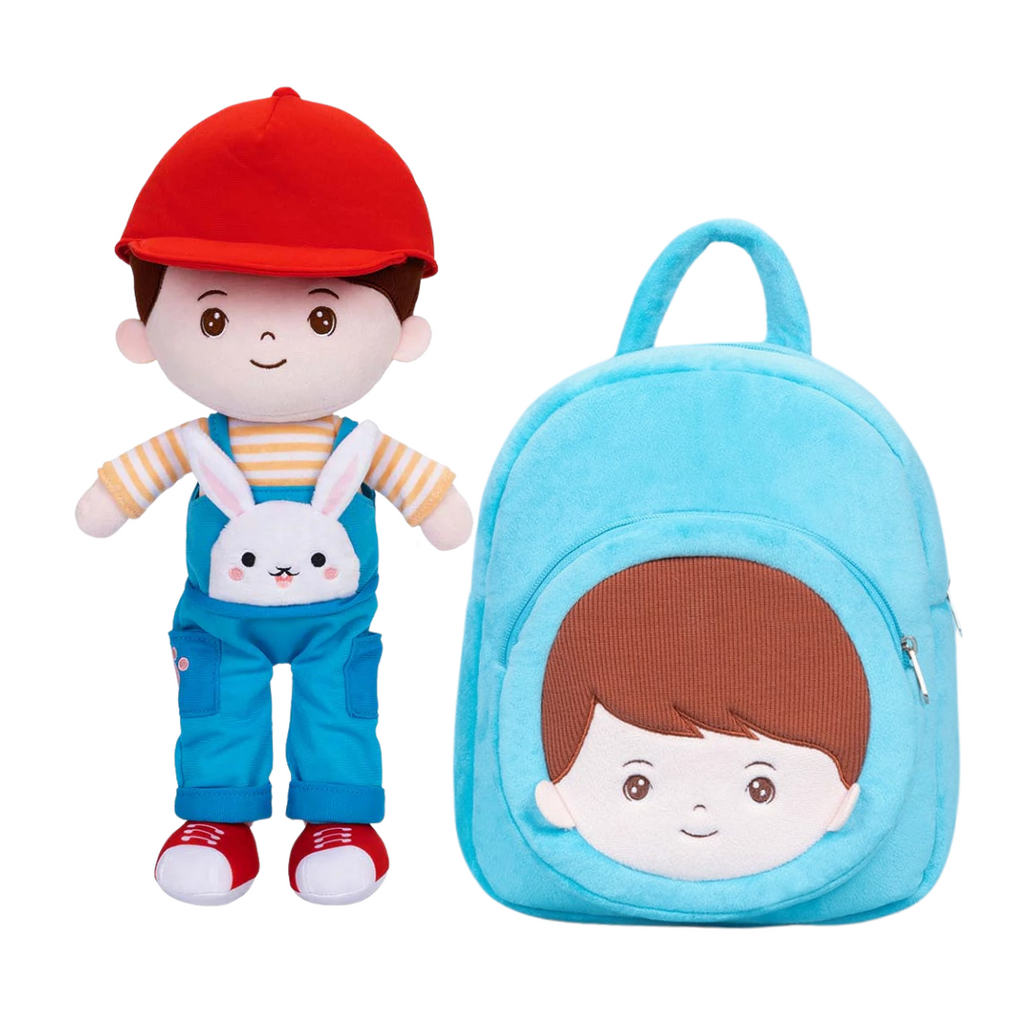 Personalized Rabbit Overalls Plush Baby Boy Doll