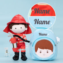 Load image into Gallery viewer, Personalized Firemen Plush Baby Boy Doll