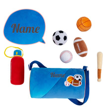 Load image into Gallery viewer, Personalized Baby&#39;s First Sports Bag Plush Playset Sound Toy Gift Set