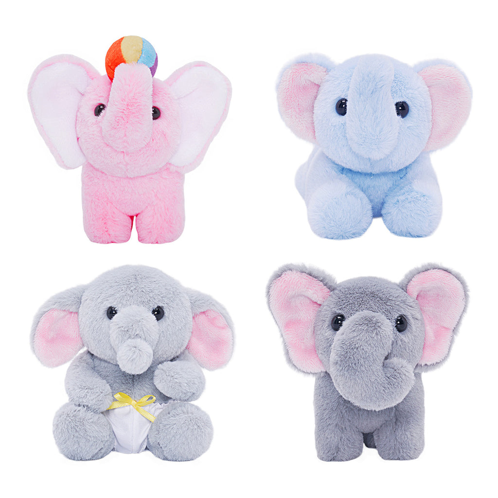 Elephant Mommy Stuffed Animal Plush Toy Set with 4 Babies