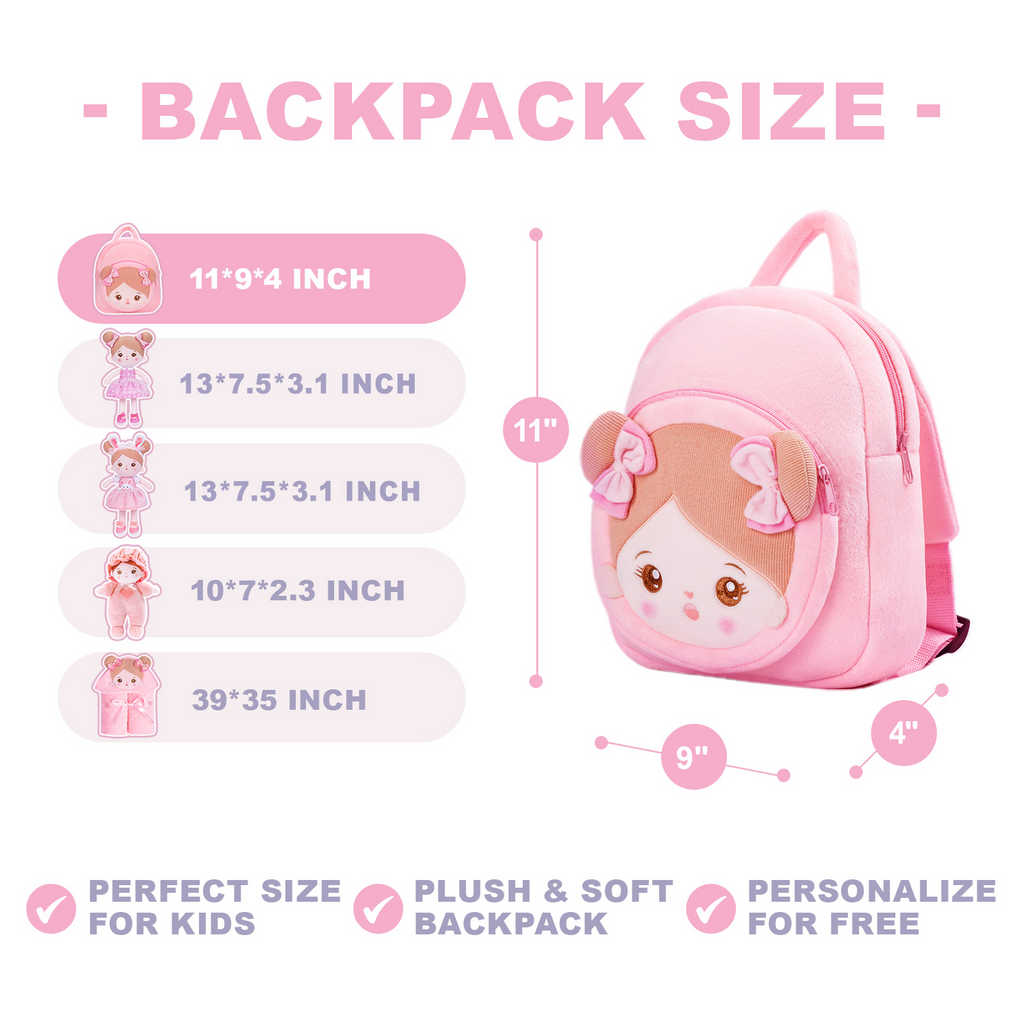 Personalized Abby White Unicorn Girl Doll + Backpack