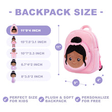 Load image into Gallery viewer, Personalized Deep Skin Tone Plush Pink Strawberry Doll + Backpack