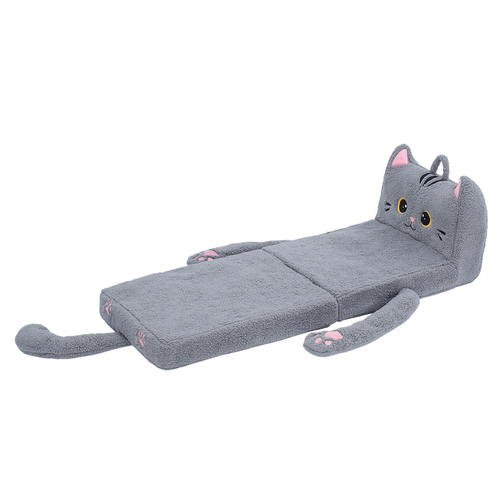 Foldable Animal Grey Cat Polar Fleece Children Sofa