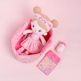 Personalized Pink Cat Girl Doll + Cloth Basket Gift Set