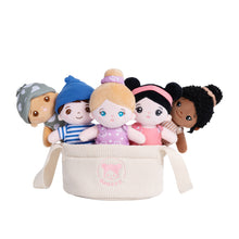 Load image into Gallery viewer, Multi-Ethnic 8&#39;&#39; Plush Dolls Sound Toy Gift | Set Of 5 Dolls + 1 Cloth Basket