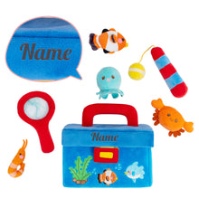 Load image into Gallery viewer, Personalized Baby&#39;s First Fishing Tackle Box Plush Sensory Toy Set