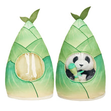 Load image into Gallery viewer, Panda Mommy Plush Stuffed Animal with 3 Babies in Bamboo Bag Set