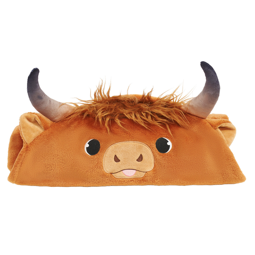 Scottish Highland Cow Cattle Wearable Hooded Blanket for Kid