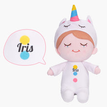 Load image into Gallery viewer, Personalized Iris White Unicorn Girl Doll + Backpack