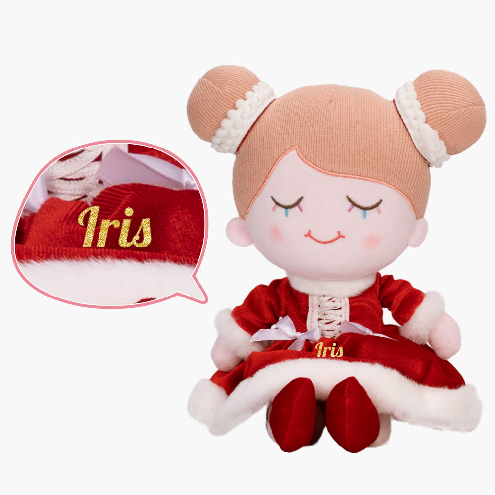 Personalized Iris Red Dress Girl Doll and Backpack