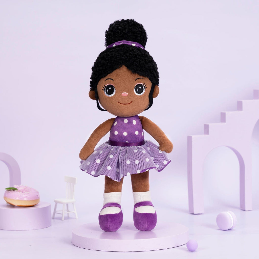 Personalized Deep Skin Tone Plush Doll Purple Nevaeh