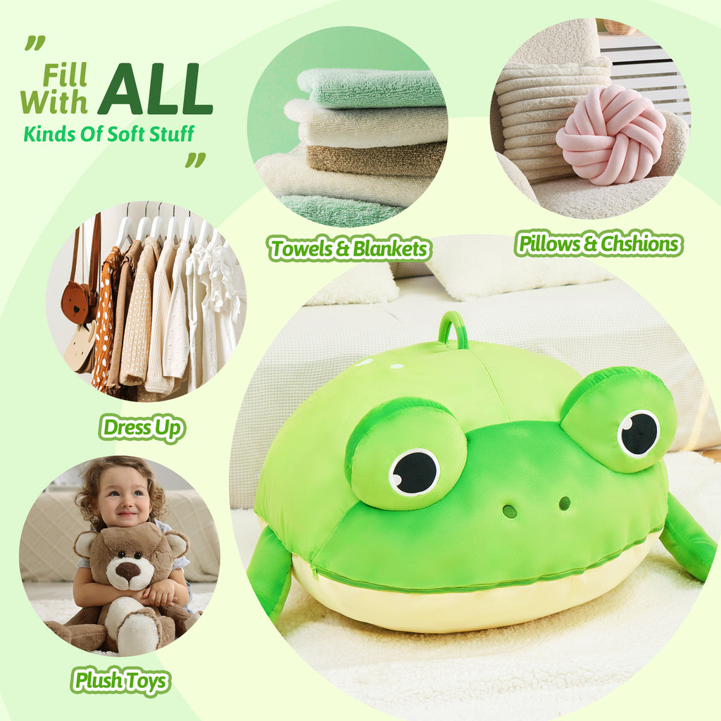 Ball Shaped Frog Children's Toy Storage Bean Bag Chair Cover