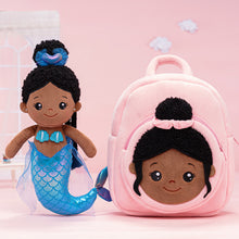 Load image into Gallery viewer, Personalized Deep Skin Tone Mermaid Plush Doll + Backpack