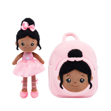 Load image into Gallery viewer, Personalized Deep Skin Tone Plush Nevaeh Pink Doll + Backpack