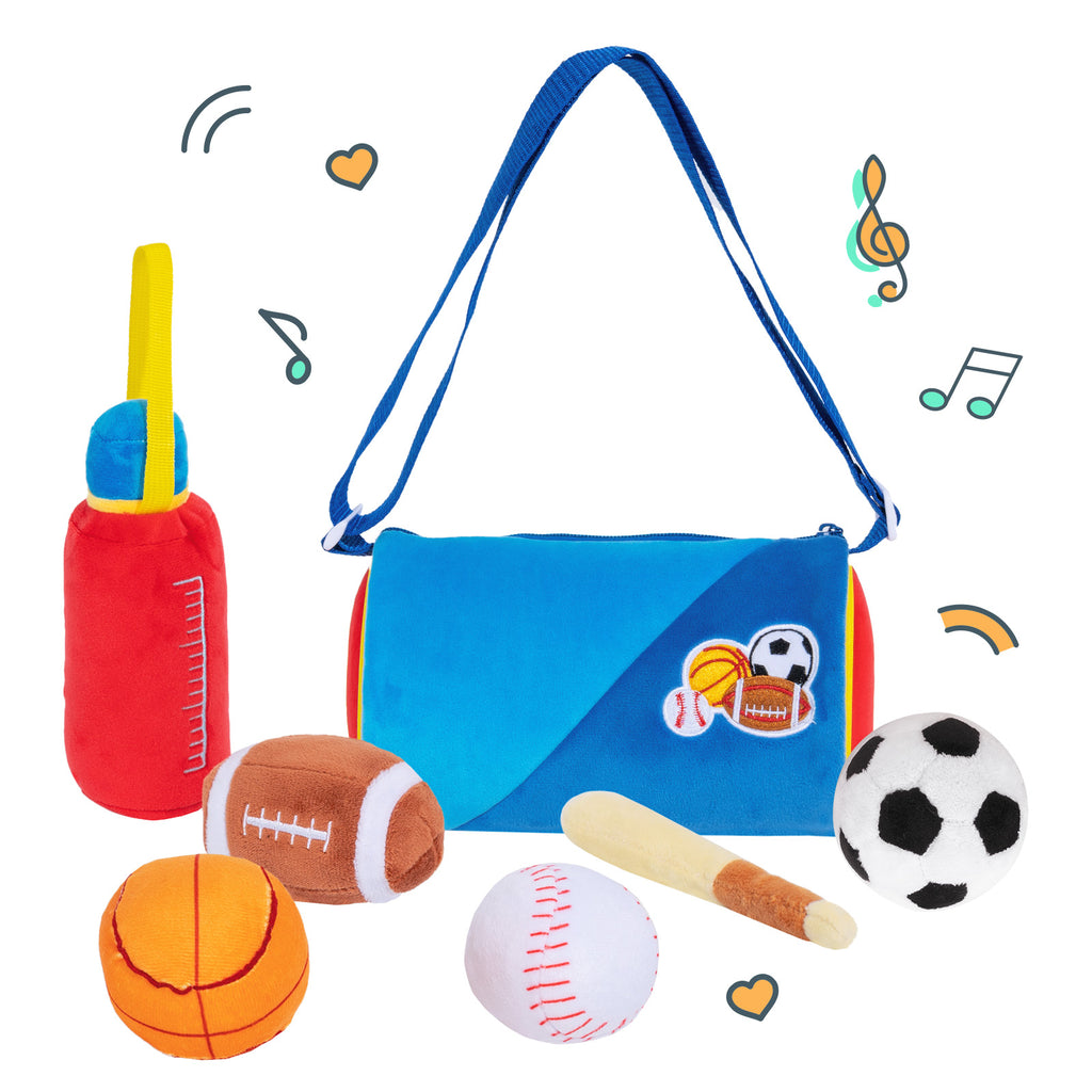 Personalized Baby's First Sports Bag Plush Sensory Toy Set