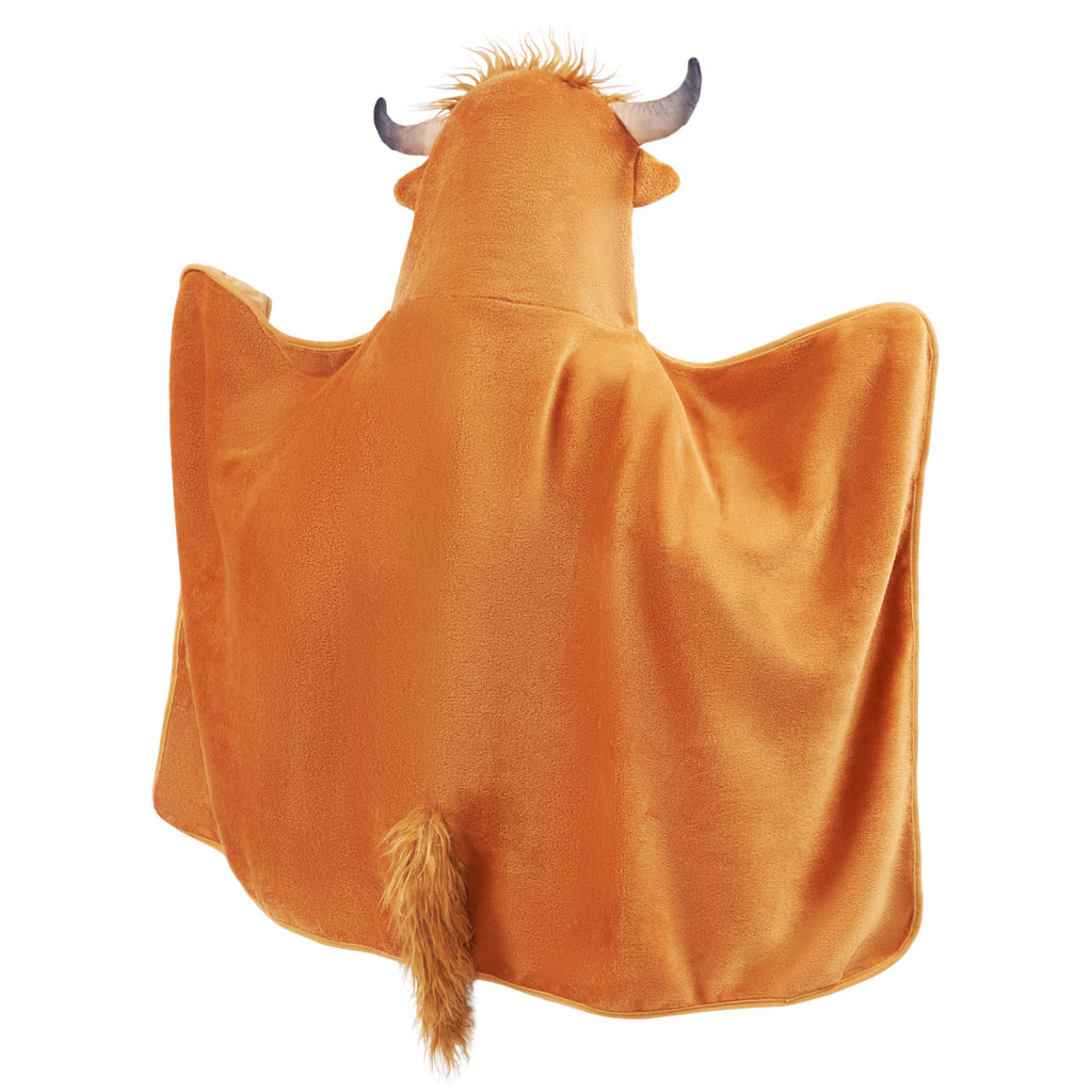 Scottish Highland Cow Cattle Wearable Hooded Blanket for Kid