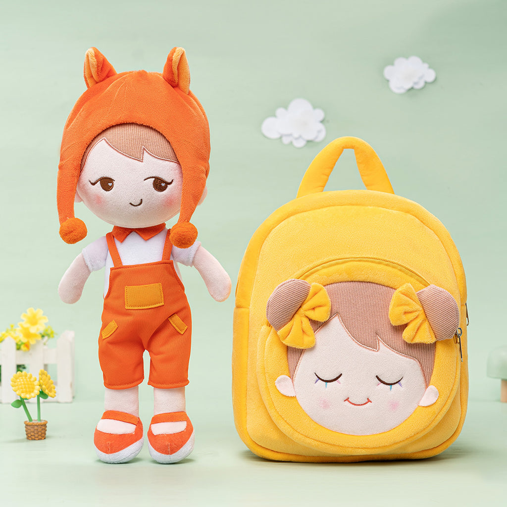 Personalized Becky Orange Fox Doll + Backpack