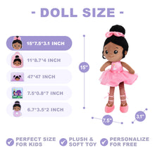 Load image into Gallery viewer, Personalized Deep Skin Tone Plush Nevaeh Pink Doll + Backpack