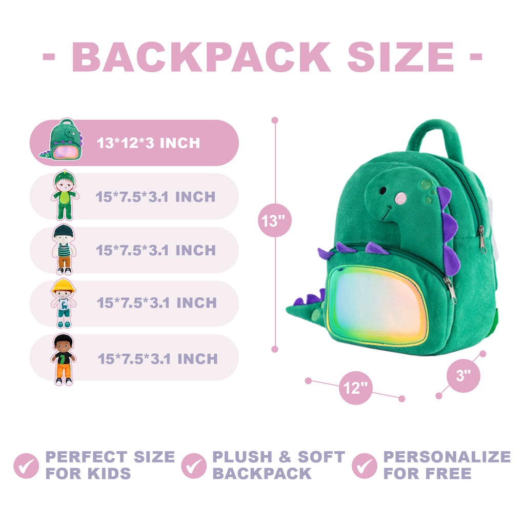 Personalized Green Dinosaur Plush Backpack