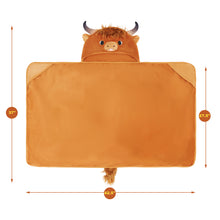 Load image into Gallery viewer, Scottish Highland Cow Cattle Wearable Hooded Blanket for Kid