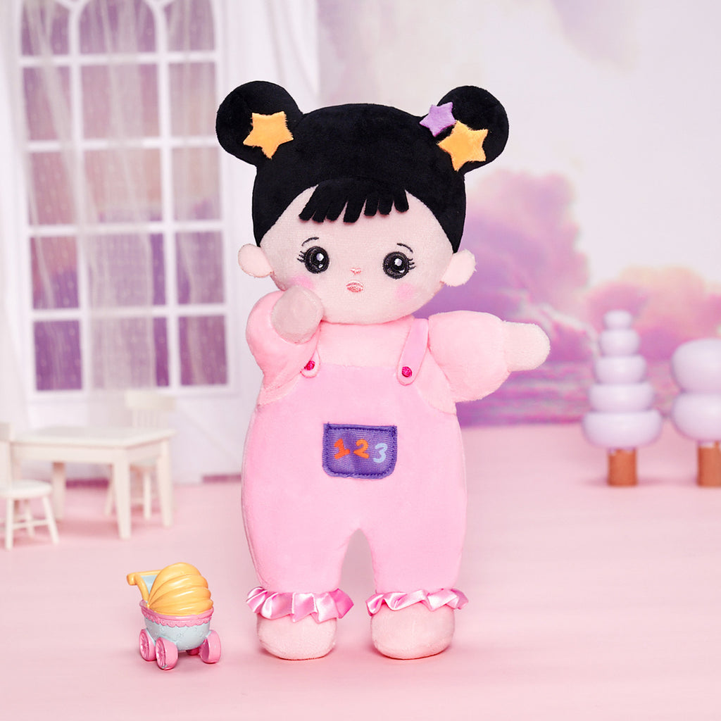 Personalized Black Hair Mini Plush Baby Girl Doll