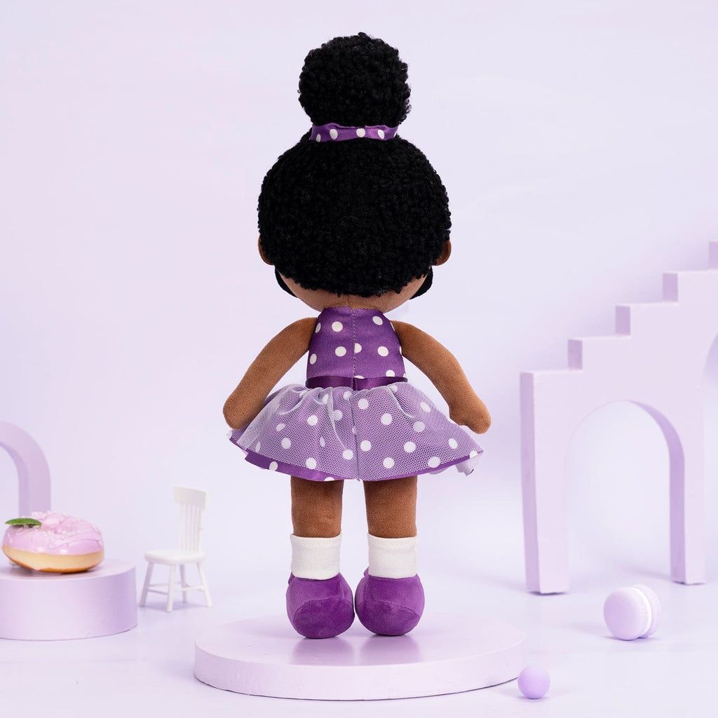 Personalized Deep Skin Tone Plush Doll Purple Nevaeh