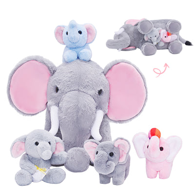 Elephant Stuffed Animal Plush Toy Set with 4 Babies