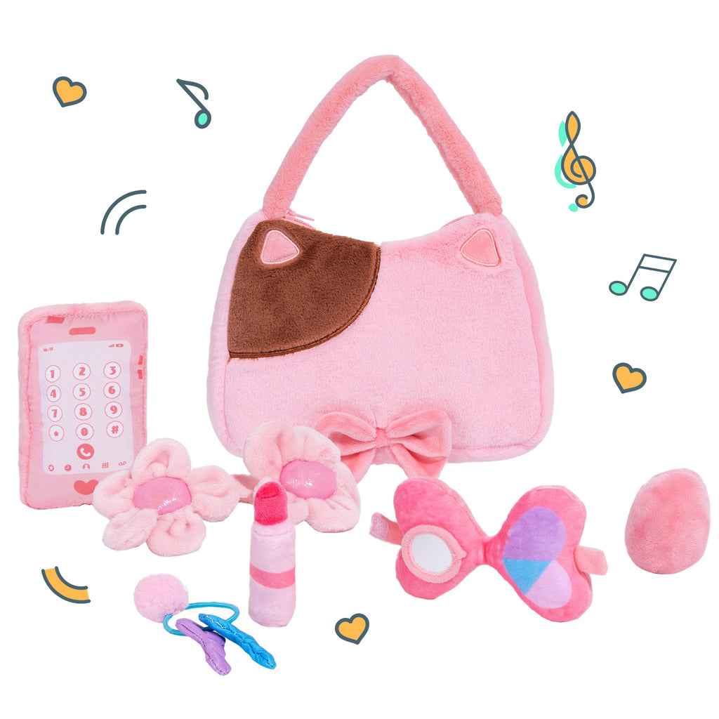 Personalized Baby's First Purse Makeup Bag Plush Sensory Toy Set