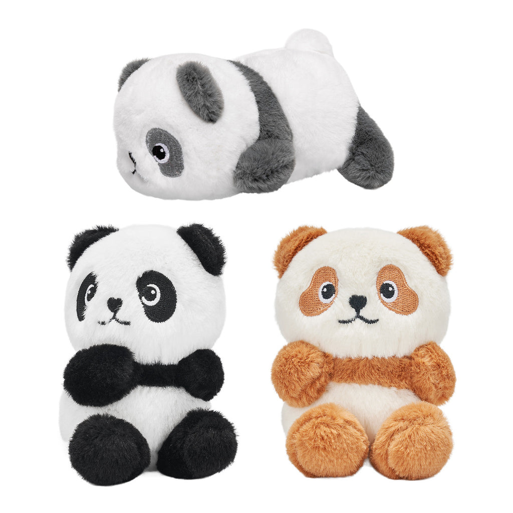 Panda Mommy Plush Stuffed Animal with 3 Babies in Bamboo Bag Set