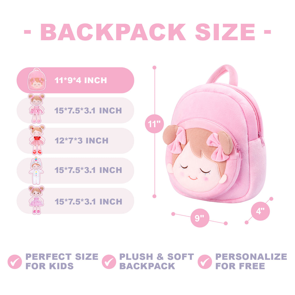 Personalized Iris Red Dress Girl Doll and Backpack