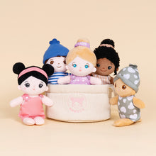 Load image into Gallery viewer, Basket of 5 Diversity Dolls Multi-Ethnic 8&#39;&#39; Multicultural Sensory Plush Dolls