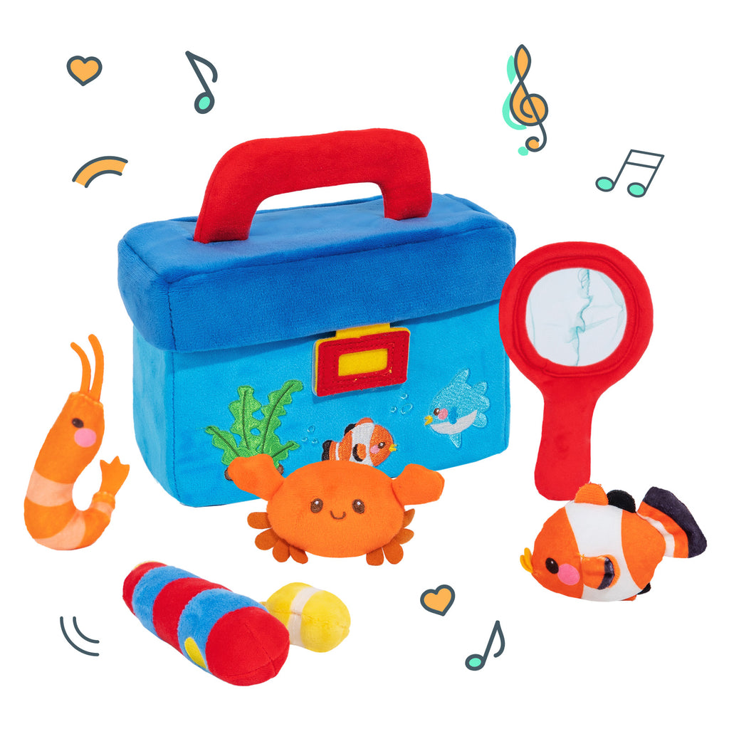 Personalized Baby's First Fishing Tackle Box Plush Sensory Toy Set