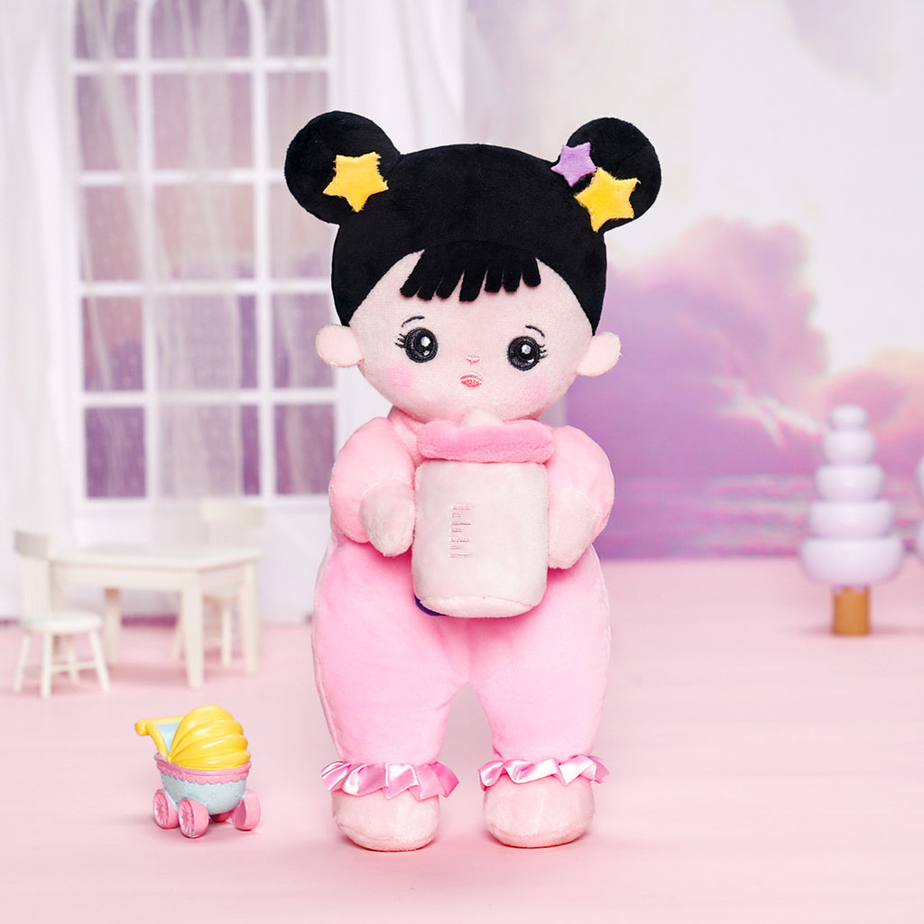 Personalized Black Hair Mini Plush Baby Girl Doll