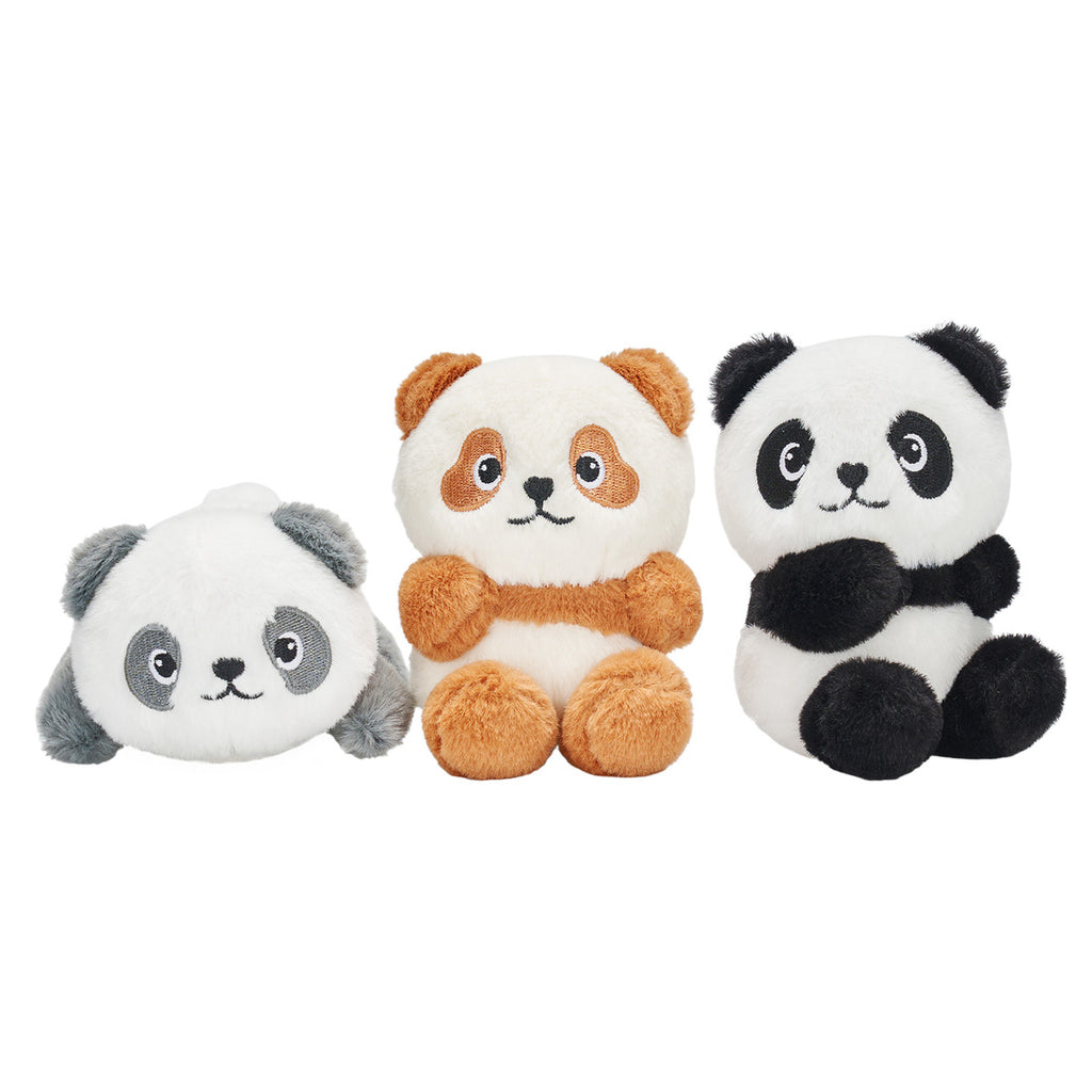 Panda Mommy Plush Stuffed Animal with 3 Babies in Bamboo Bag Set