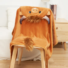 Load image into Gallery viewer, Scottish Highland Cow Cattle Wearable Hooded Blanket for Kid