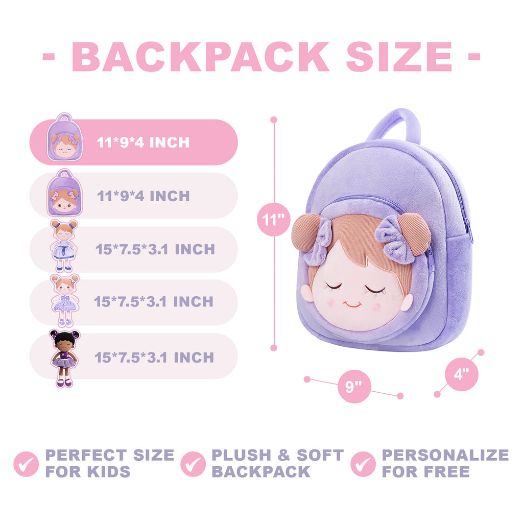 Personalized Light Purple Doll and Backpack