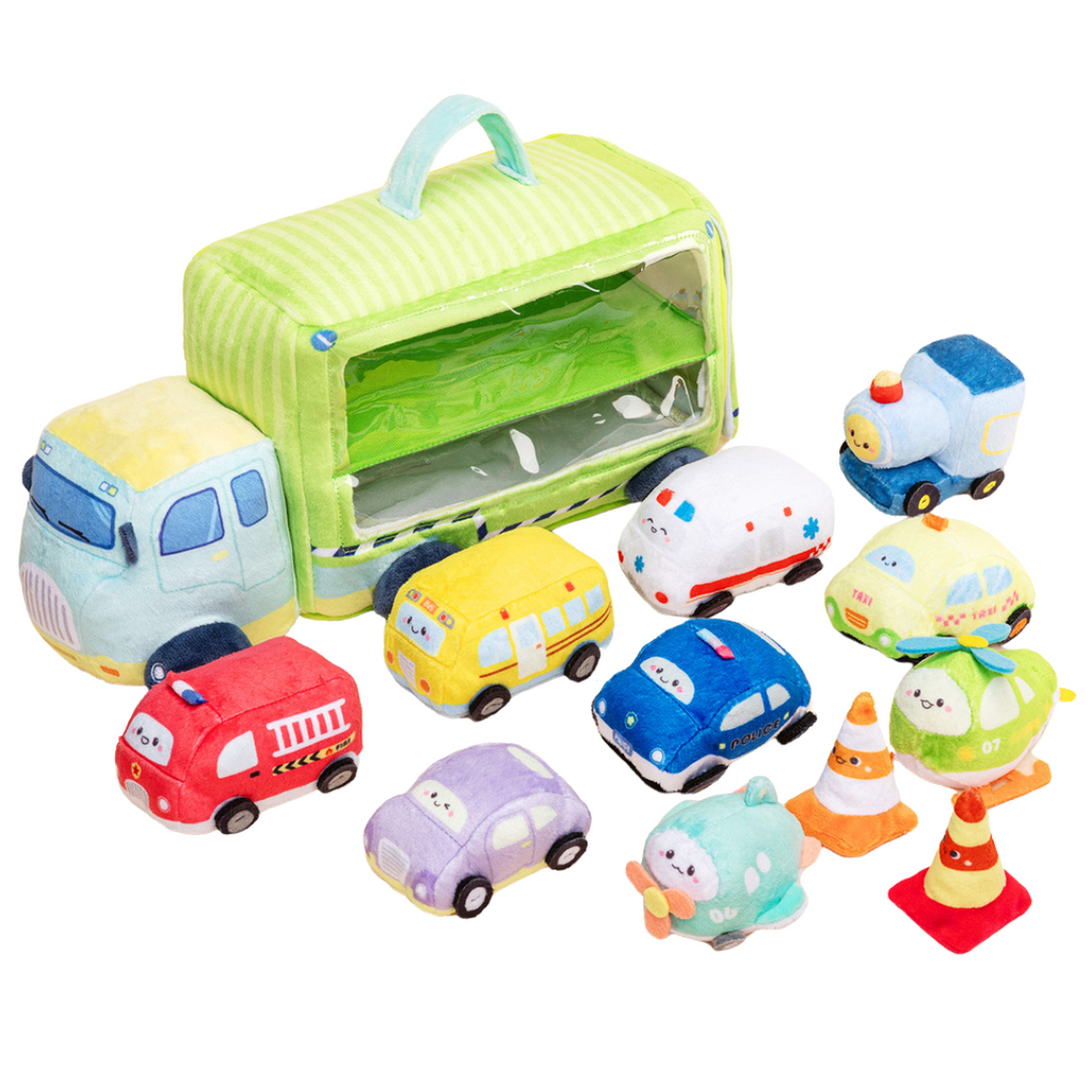 Personalized Baby's First Cars Sensory Toy Plush Playset