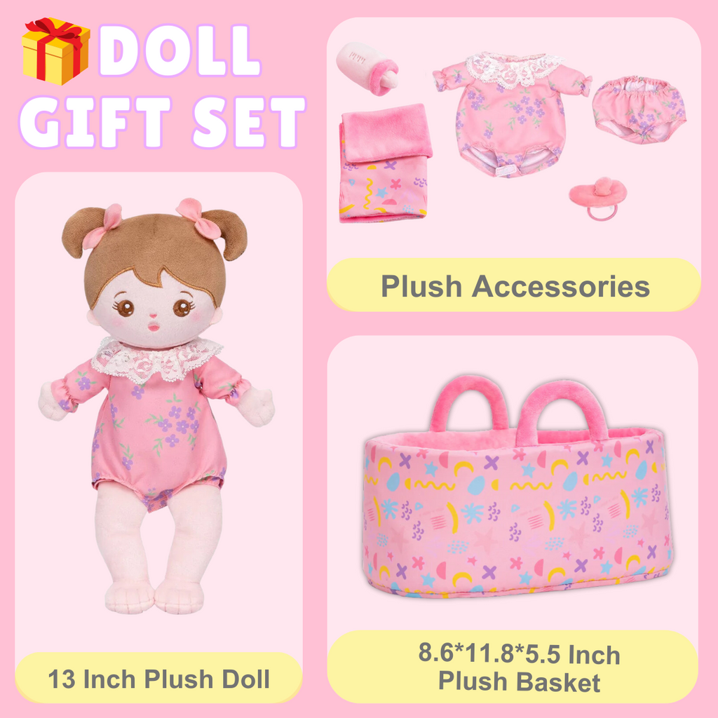 Personalized Dress Up Plush Baby Girl Doll with Changeable Outfit