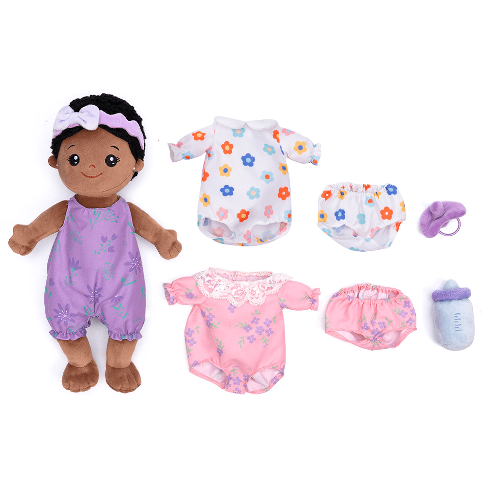 Personalized Dress Up Plush Baby Girl Doll with Changeable Outfit