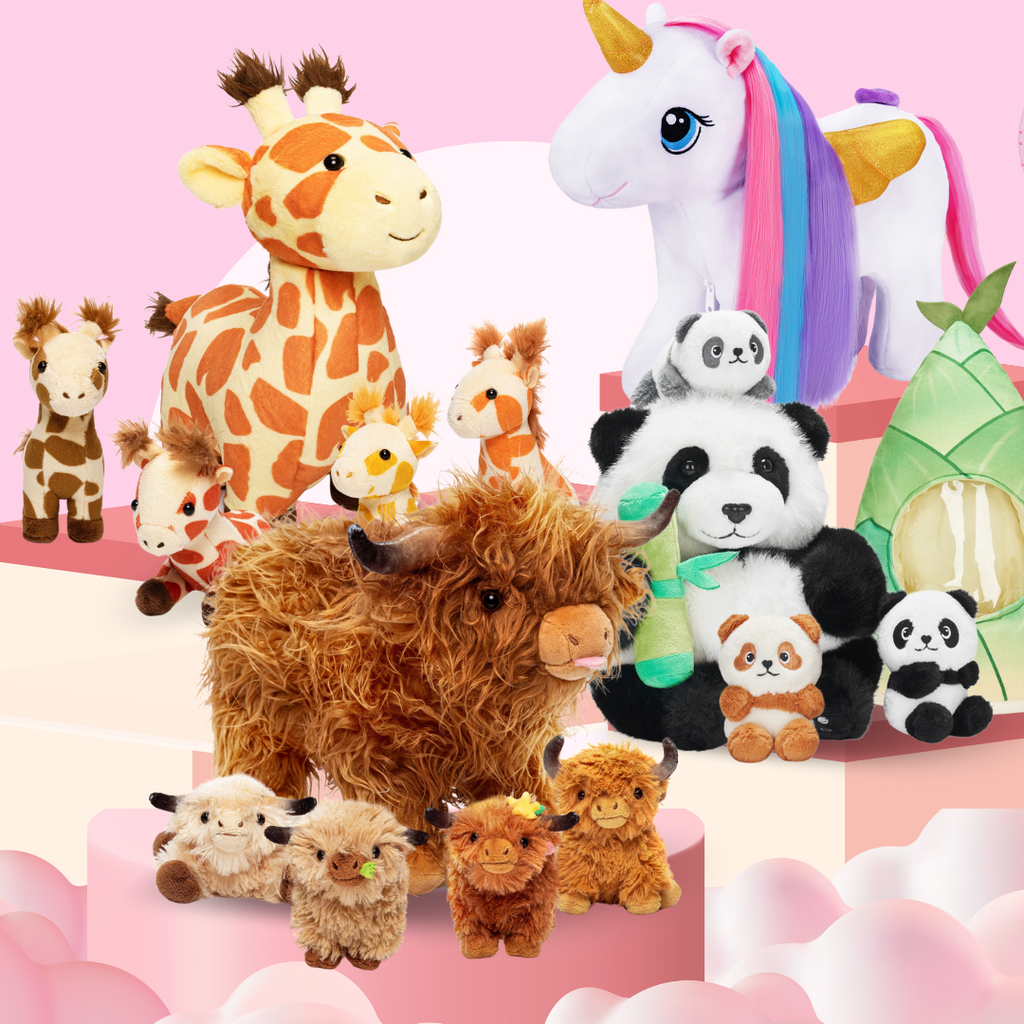 Plush Stuffed Animal Family Toy Set Mommy with Babies - 9 Themes