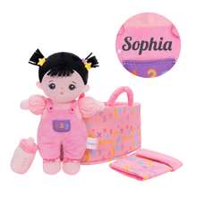 Load image into Gallery viewer, Personalized 10 Inch Plush Girl Doll Bassinet Gift Set