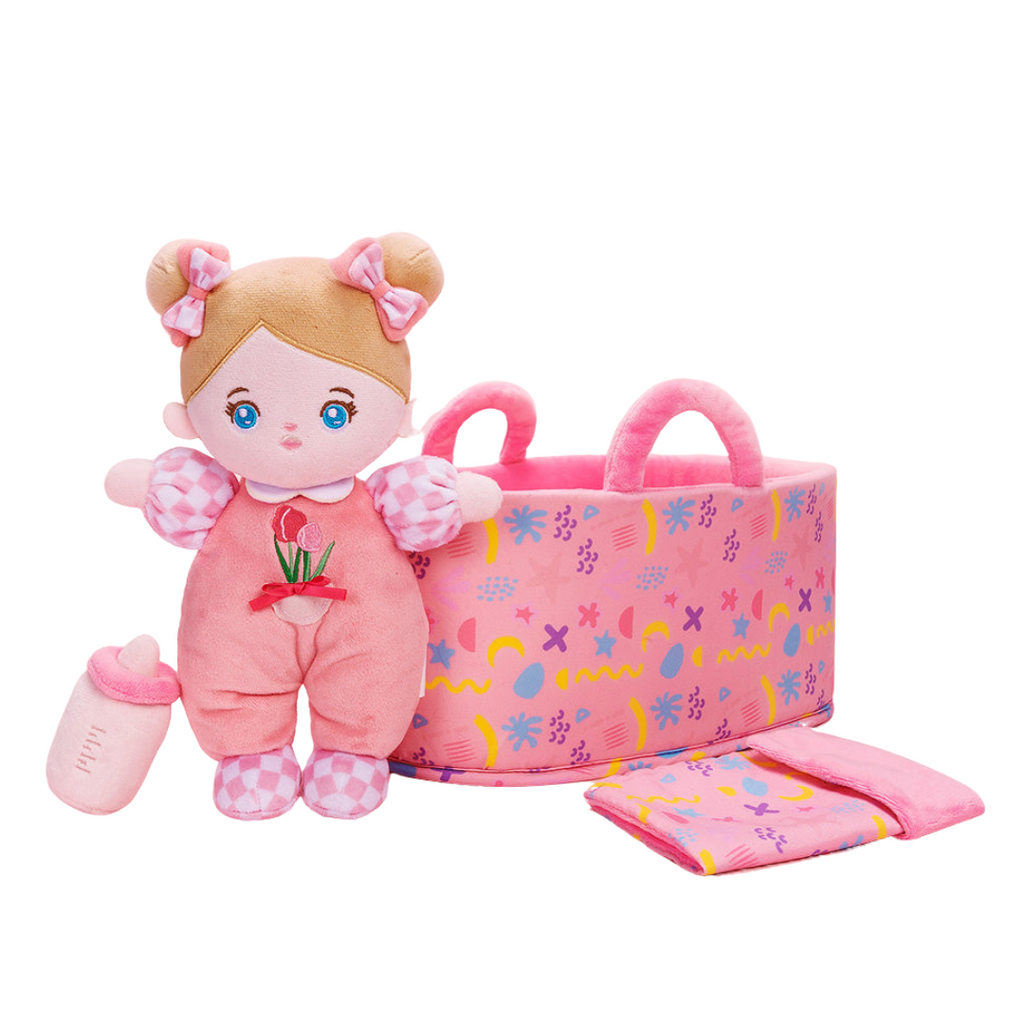 Personalized Blue Eyes Mini Plush Baby Girl Doll & Gift Set