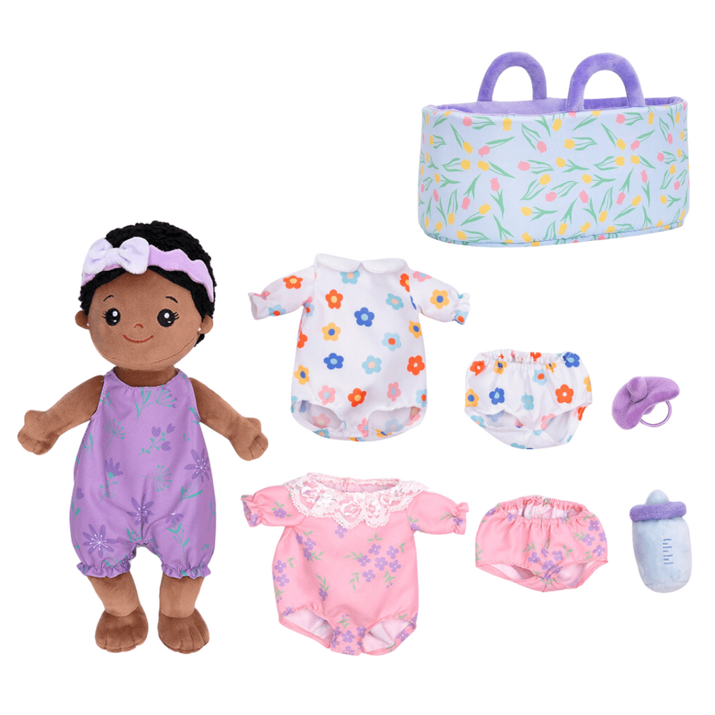 Personalized Dress Up Plush Baby Girl Doll with Changeable Outfit