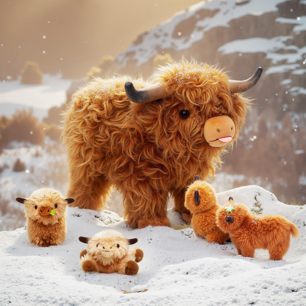 Scottish Highland Cow Cattle Stuffed Animal with 4 Babies Inside