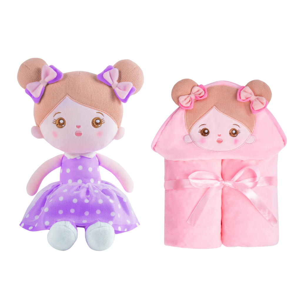 Personalized Doll and 35 Inch Soft Baby Blanket Combo