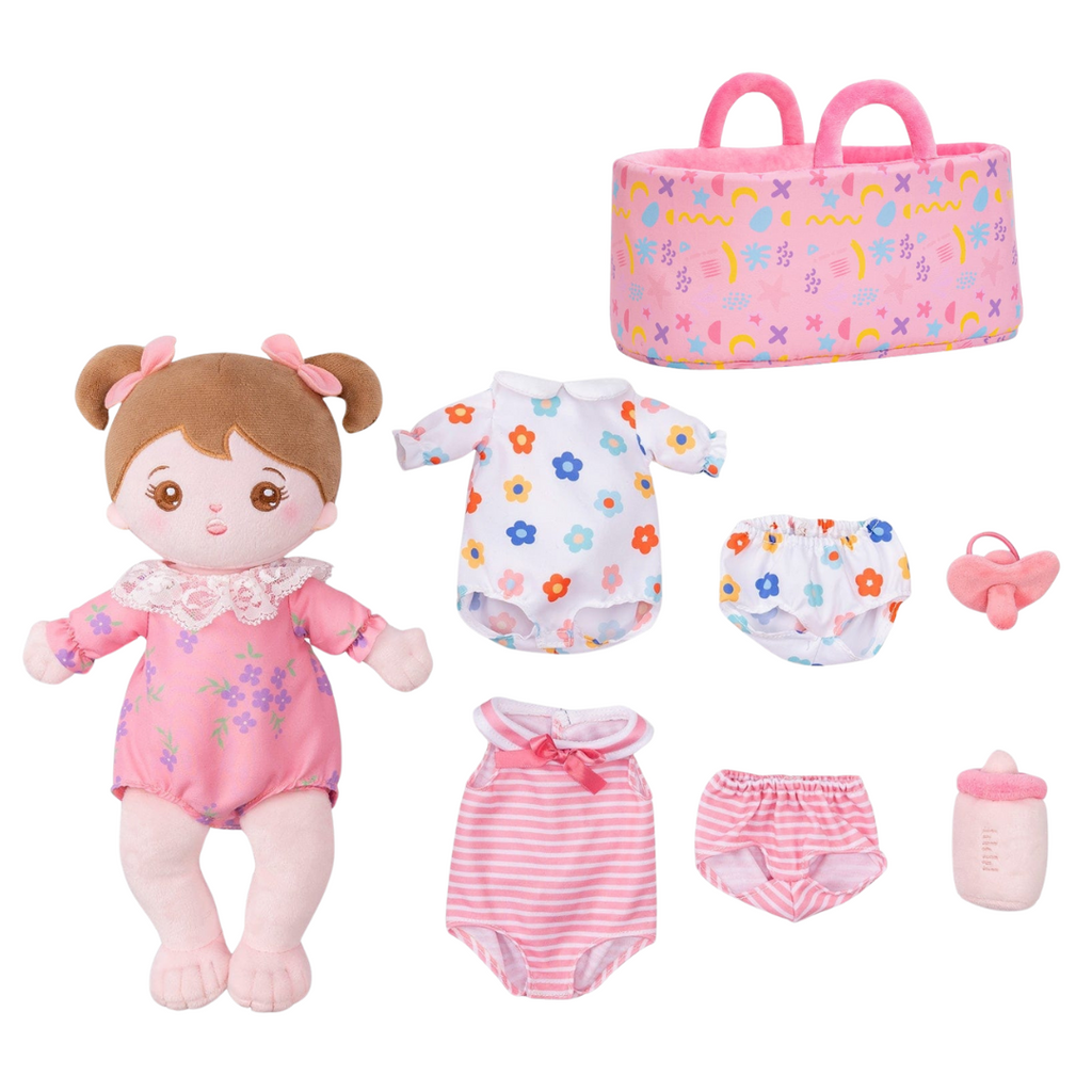 Personalized Dress-up Plush Baby Girl Doll Gift Set