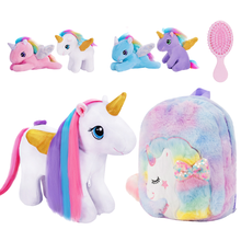 Load image into Gallery viewer, Rapunzelcorn Rainbow Hair Unicorn Mommy Stuffed Animal with 4 Babies