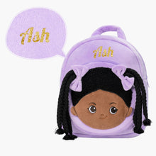 Load image into Gallery viewer, OUOZZZ Personalized Deep Skin Tone Plush Purple Ash Backpack Only Backpack